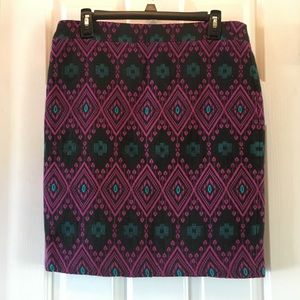 Pink, black and teal embroidered skirt
